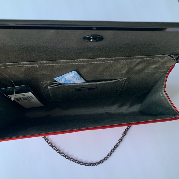 BCBG “Helen” Curry Red Satin Chain Clutch Bag - Picture 4 of 7